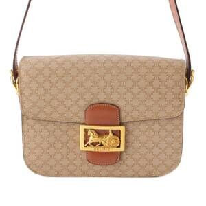 Celine Macadam Canvas Shoulder Bag beige Tan Brown